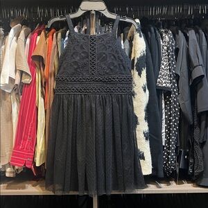 Girls NWT Trixxi Black Lace Kids Formal Dress, Lace w/Mesh Skirt, Black Sz 10